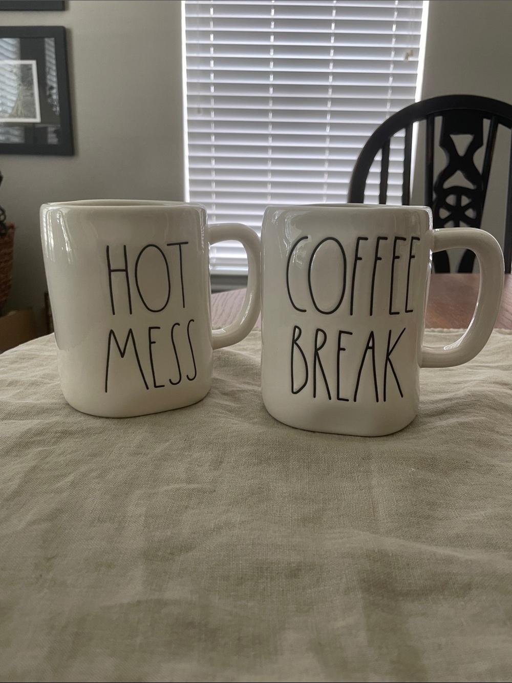 Rae Dunn White Ceramic 'Hot Mess' & 'Coffee Break' Mug Set - Duo